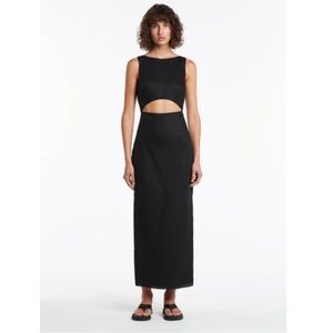 NWT SIR CINTA BLACK LINEN CUTOUT DRESS